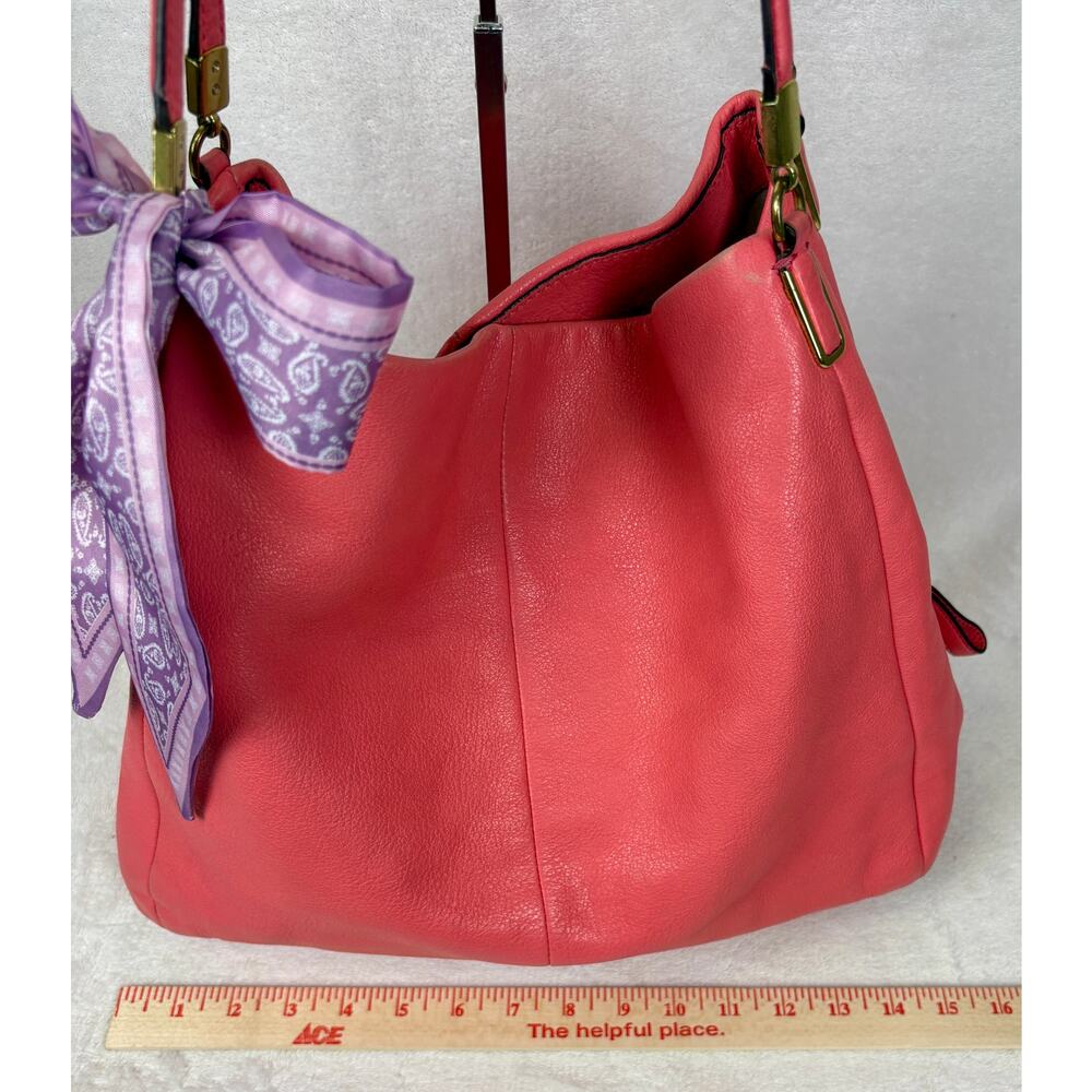Coach Madison Phoebe Shoulder Bag in Pink/Dahlia Pebble Leather with Scarf - Picture 9 of 16